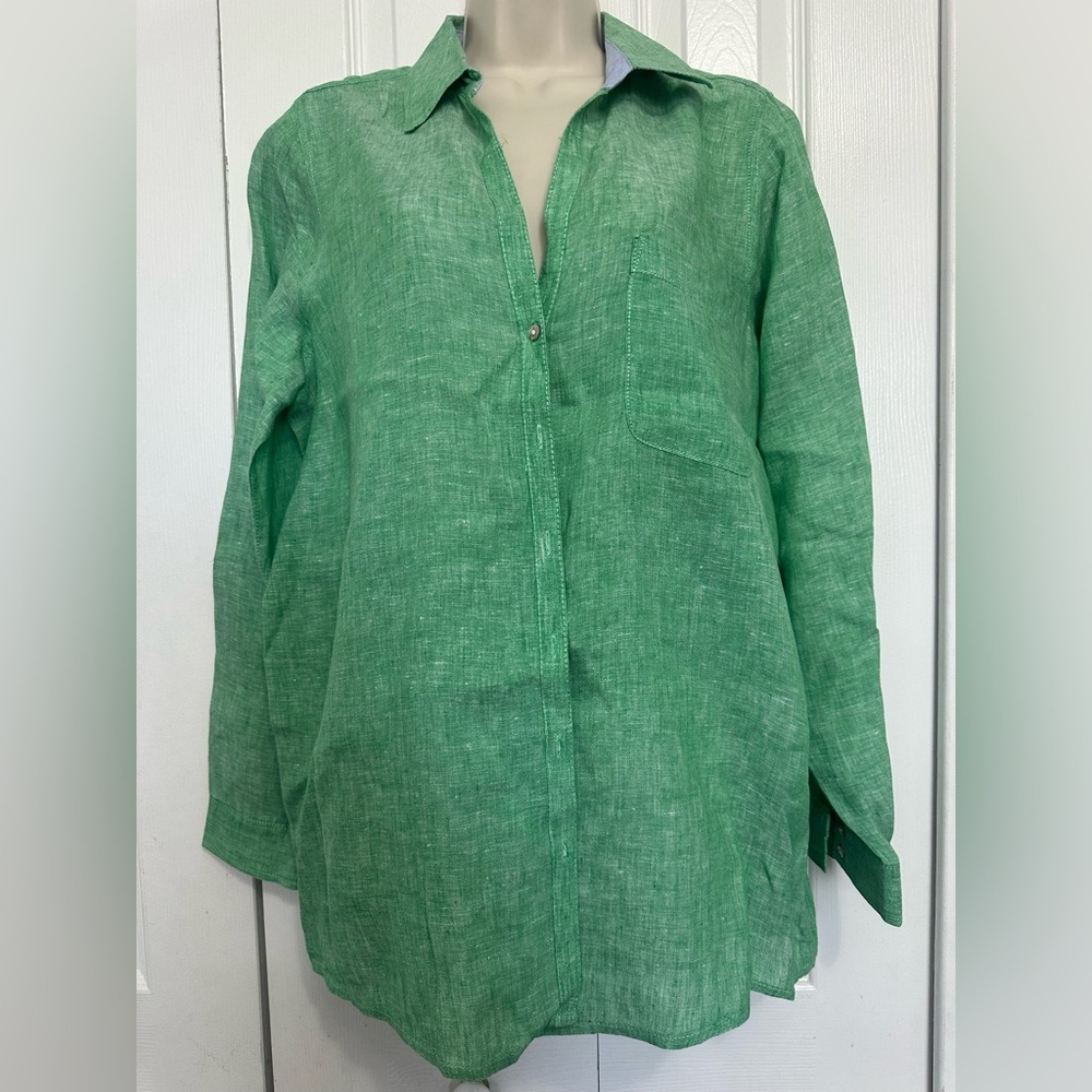 Sigrid Olsen Vibrant Green Linen shirt